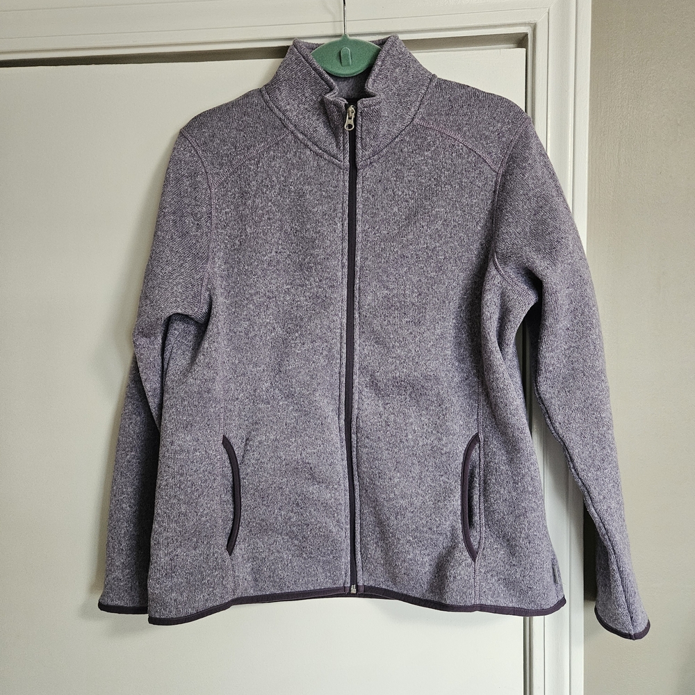 Eddie Bauer Heathered Lavender Full-Zip Teddy Jacket